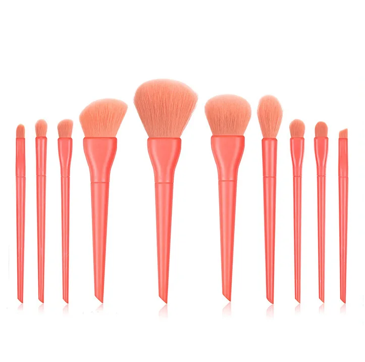 

Candy Colors Foundation Powder Blush Eye Makeup Brushes New Arrival 10pcs Gradient Bristle Pink Makeup Brush Set With Bag, Customized color
