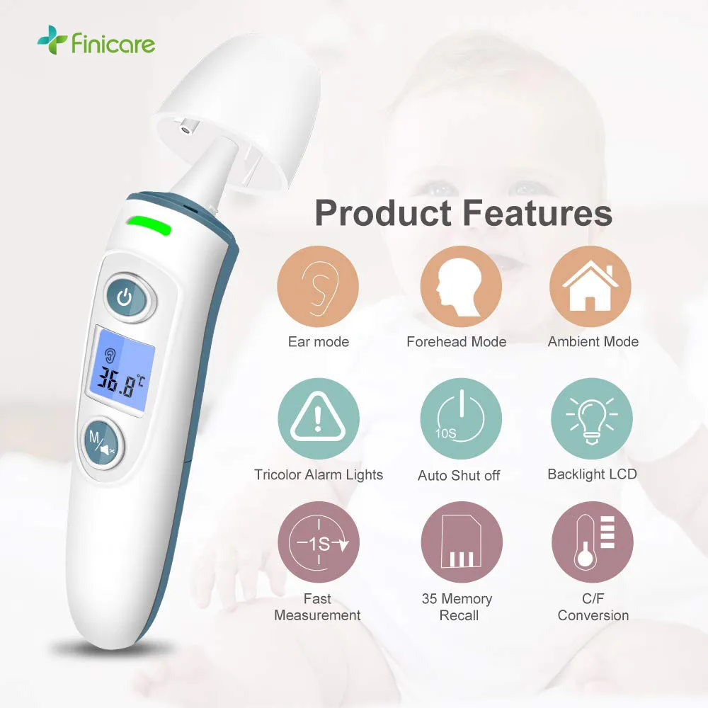 Finicare amazon hot selling baby digital forehead ear fever household portable thermometer for family care