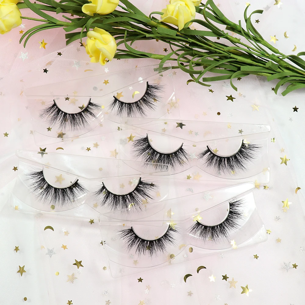 

handmade full strips eyelashes false 3d silk lashes clear band mink eyelash