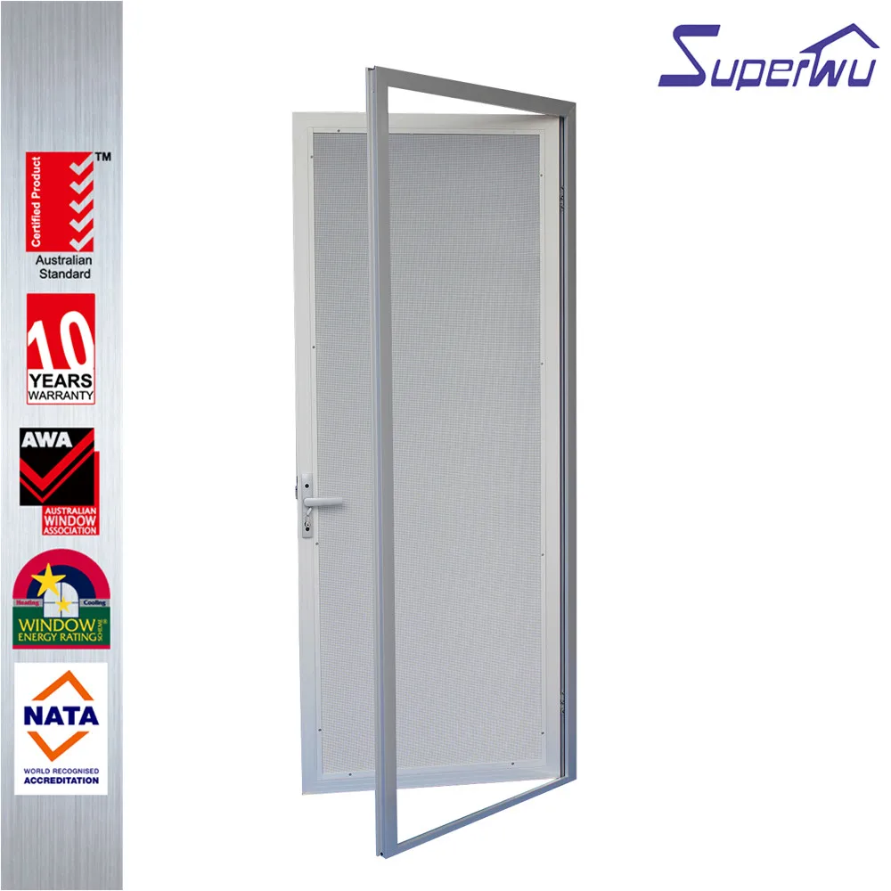 Single panel security mesh aluminum swing doors exterior aluminum french type hinged doors