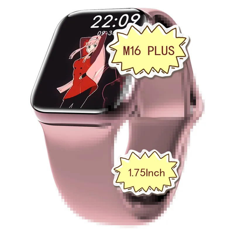 

M16 PLus Smart Watch Series 6 BT Call 1.75 Inch Reloj Split Screen Display sports Fitness Band Smartwatch PK IWO W26 W34 M16 pro, Black ,white , blue , red ,pink