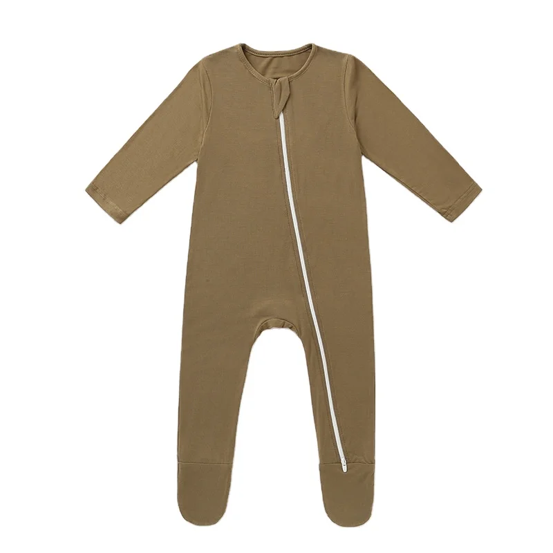 

Solid color bamboo luxury baby rompers baby zipper romper with feet Pretty baby romper fall, Picture shows