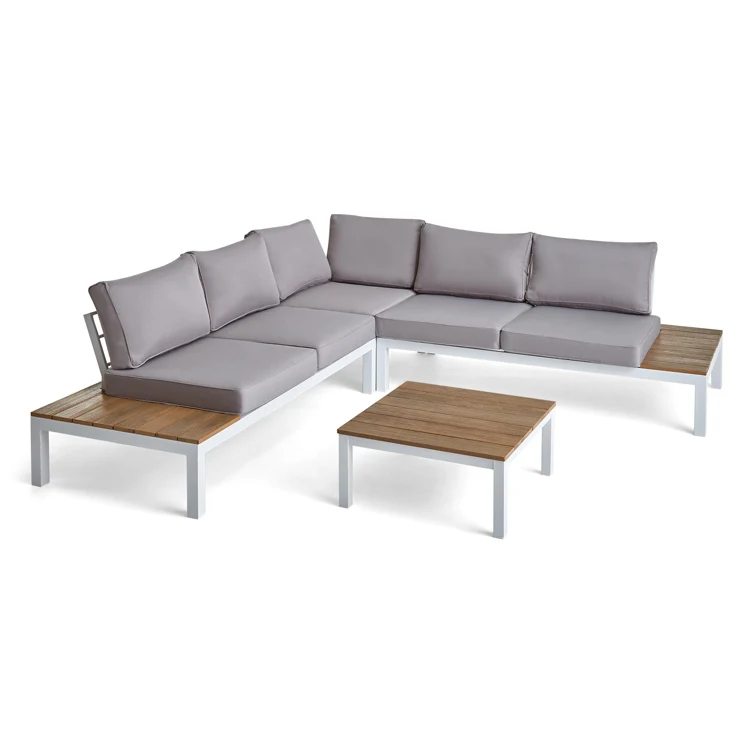 

Outdoor Garden Aluminum and Wood V-Shaped Sofa Set