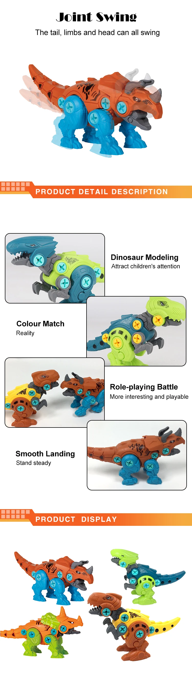 Kids educational toys different style dinsour animal assembly toys