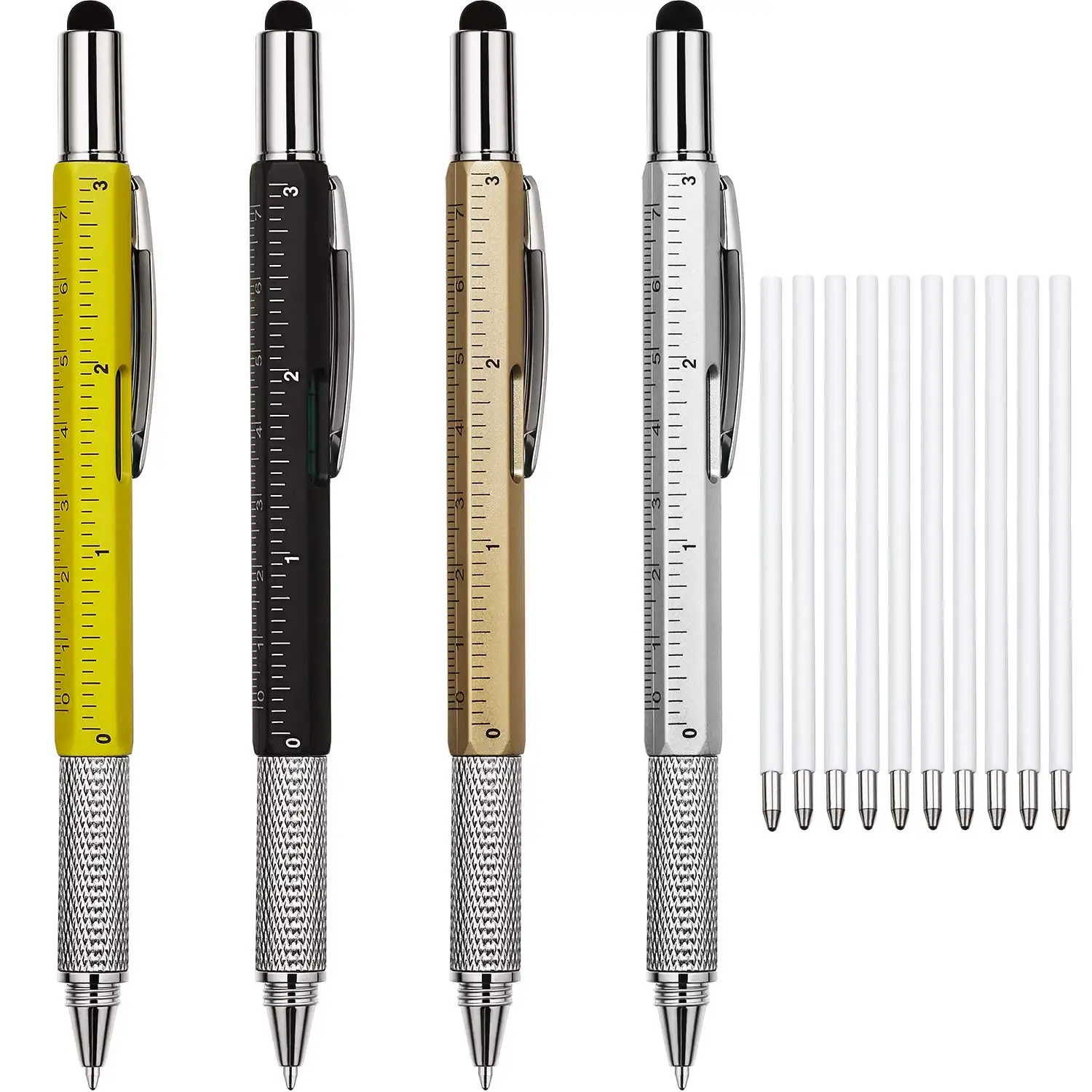 6 In 1 Multifunction Tool Metal Ball Pen Screwdriver Ruler Level Touch