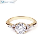 天城宝石カスタマイズ 14 18K グラムゴールド 1.25ct 7 ミリメートルラウンドカットモアッサナイトラボダイヤモンドリング