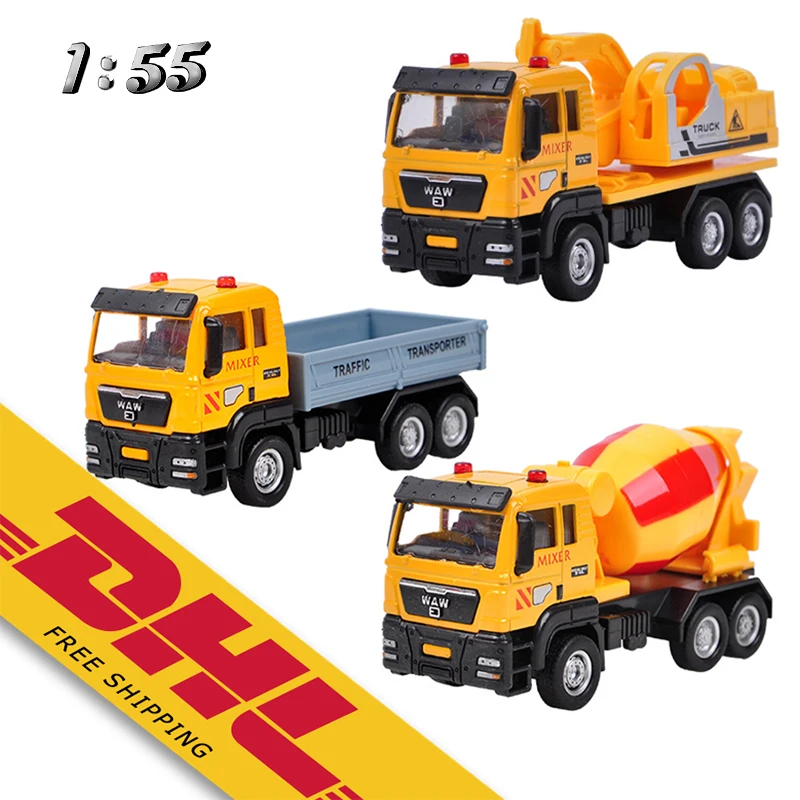 

1:55 Engineering Truck Vehicle Model Alloy Car Model Excavator Concrete Mixer Dump Transport Cart Toy Vehicles for Gift