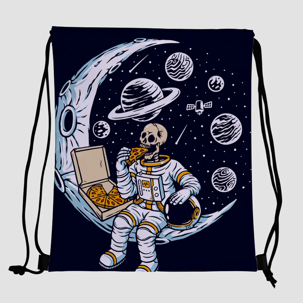 

2021 custom logo polyester drawstring backpack kids astronaut bag promotional eco friendly cheap wholesale for ladies men tote