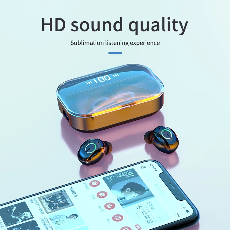 T11 Wireless Earphone TWS Sport Bass LED Power Digital Display Binaural Voice Message with 3500mAH Charging Box