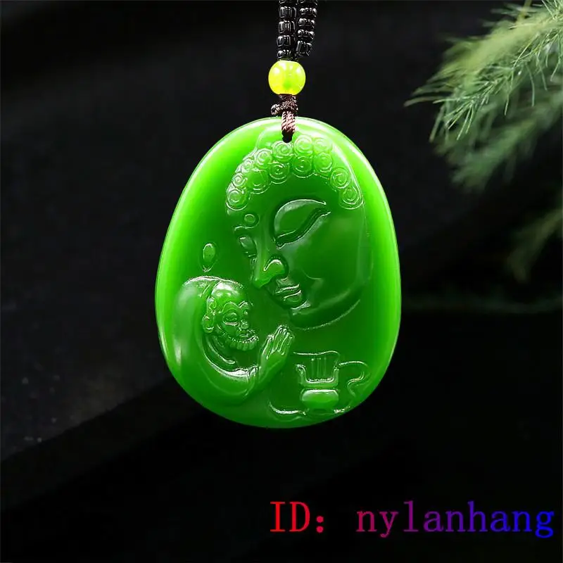 

Green Jade Buddha Pendant Jewelry Chinese Men Fashion Jadeite Women Amulet Gifts Charm Necklace Natural Gemstone Carved