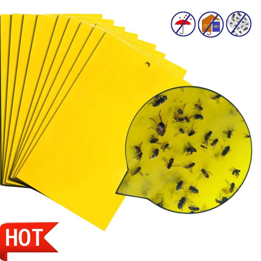 

Strong Flies Traps Bugs Sticky Board Catching Aphid Insects Killer fly Control Whitefly Thrip Leafminer Glue Sticker, Yellow