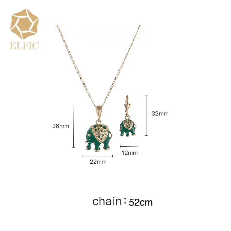 

Elfic Animal Earrings Necklace Set Jewelry Elephant Religion