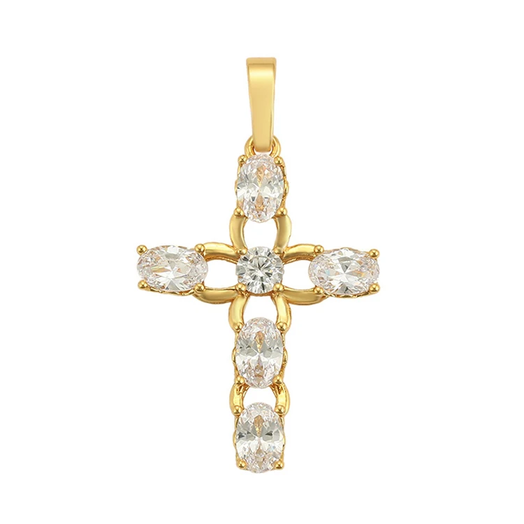 

34935 xuping religious pendant fashion design zircons cross style gold jewelry pendant