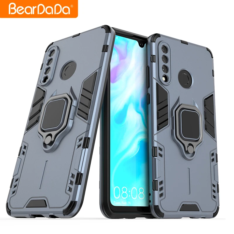 

Luxury designer shockproof Sport TPU+PC Mobile Phone Cases with car magnetic phone case with ring kickstand for huawei P30 lite