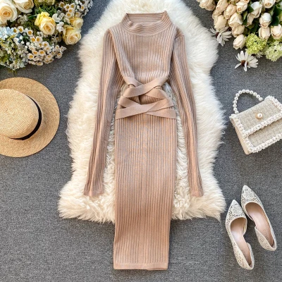 

2020 Latest Design Women Fashion Elastic Knitted Dress