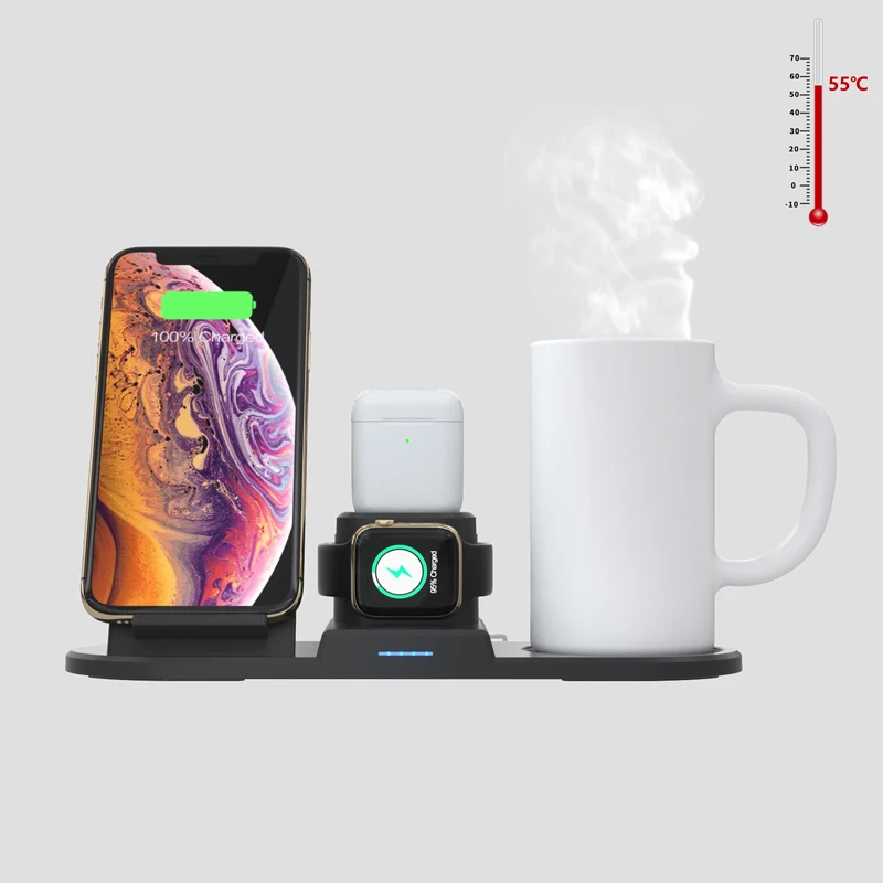 

2020 hot drop shipping Fast Qi Wireless Charger with Thermostat Warmer Mug Charging Dock for iPhone Samsung Apple Watch