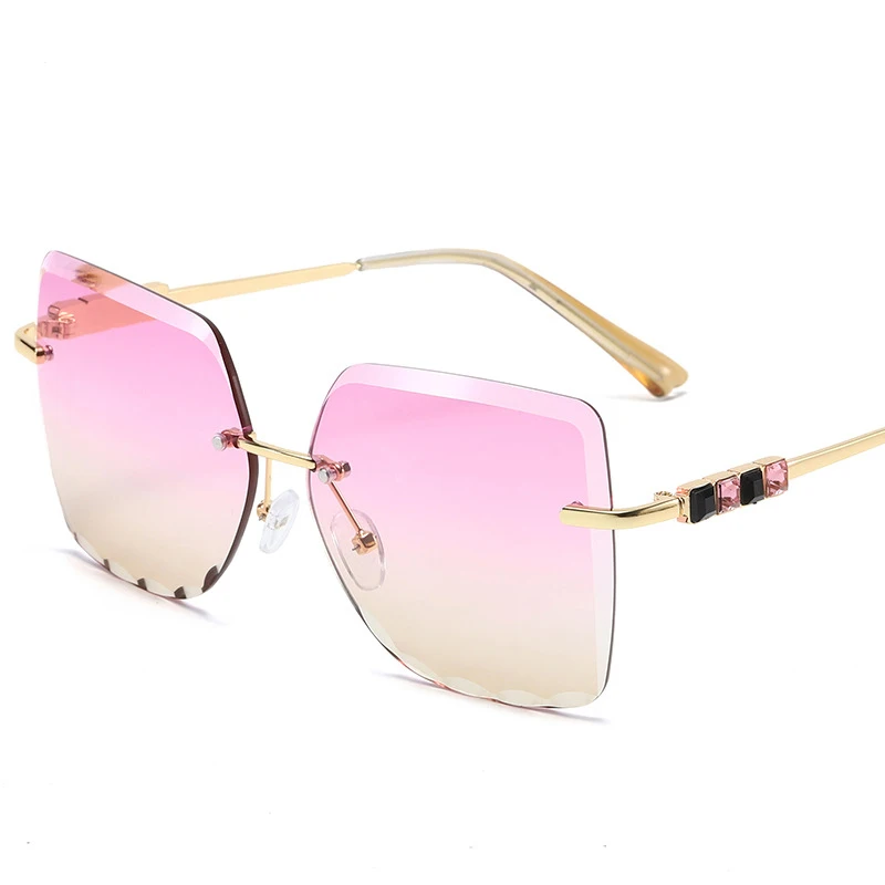 

Fashion Lady Sun glasses Rimless Women Sunglasses Vintage Alloy Frame Designer Shades Glasses, Custom colors
