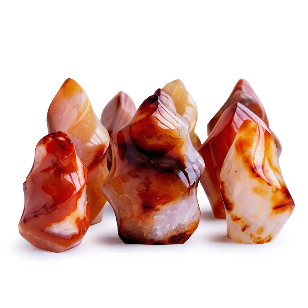 

Wholesale natural carved crystal flame folk crafts healing crystal gemstone carnelian red agate flame
