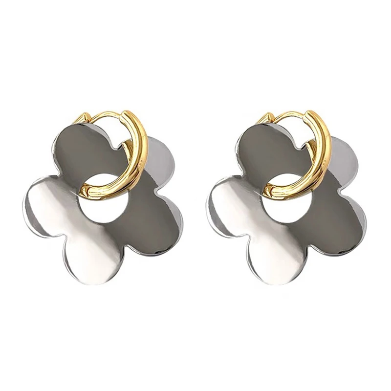 

Retro Metallic Flower Statement Earrings For Women Part Simple Hollow Floral Drop Earrings For Women Girls Fashion Party, Picture shows