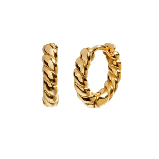 

Korean Feminine Jewellery 925 Sterling Silver 18k Gold Fashion Design Twisted Hoop Earring