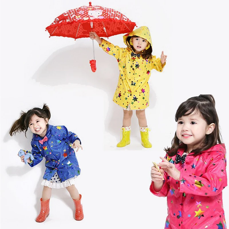 

Children Fashion Five-Pointed Bow Waterproof Breathable Raincoat Poncho Toddler Rain Coat, Customized color