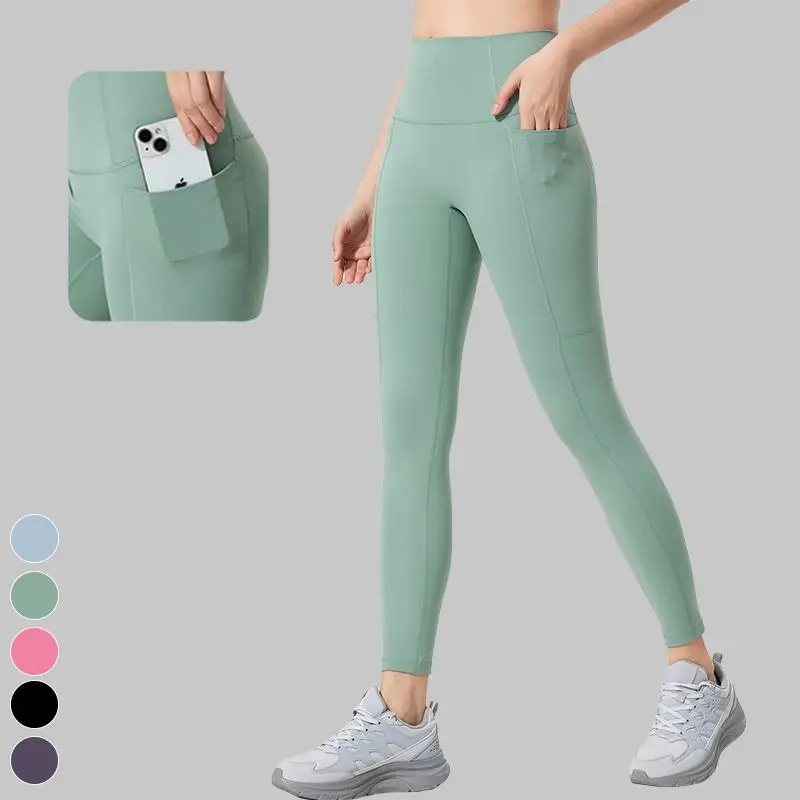Wholesale Butt Lift Side Pocket Custom Logo Running Sports Leggings Gym Fitness Pants Gym Yoga Leggings for Women