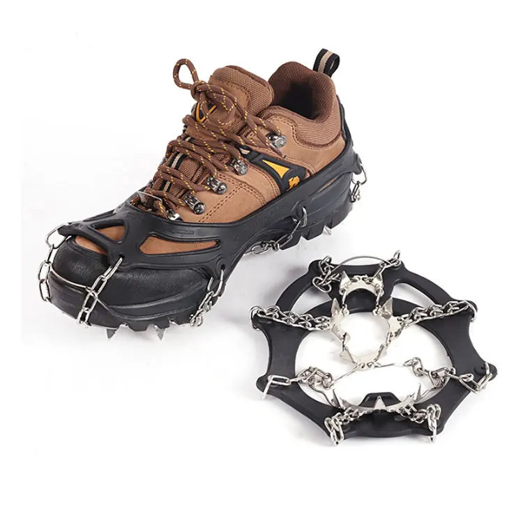 

Crampons Ice Snow Grips Traction Cleats Shoes Grips with Anti Slip 19 Teeth Stainless Steel Spikes Shoes Safe Protect Crampons