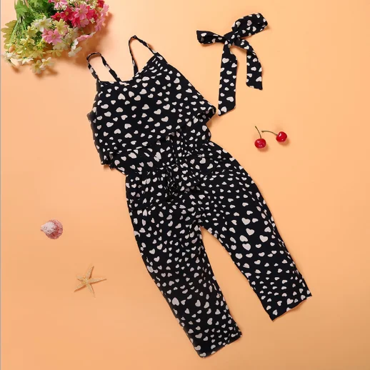 

New hot sale summer children clothing set polka dot children girls jumpsuit baby