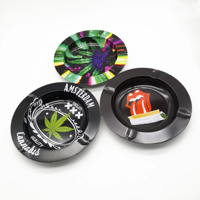 

SHINY weed ash trays smoking weed metal tinplate ashtray mini tin ash trays color, As customer's request or inventory styles
