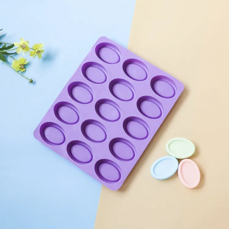 

Y3076 high quality 15 cavity oval shape silicone soap mold, Purple