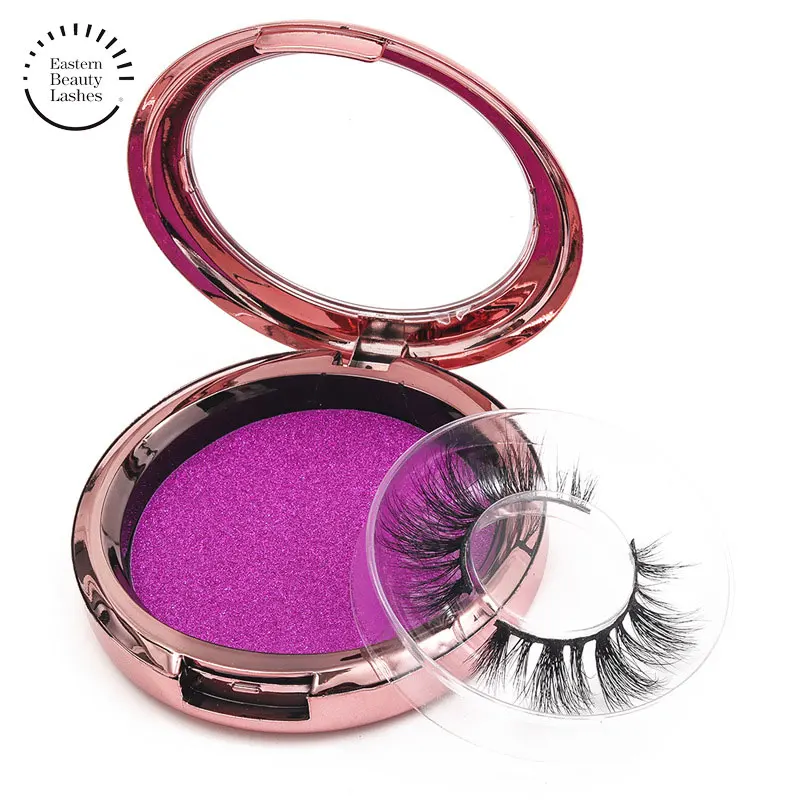 

Wholesale strip eyelashes with custom round rose gold eyelash packaging