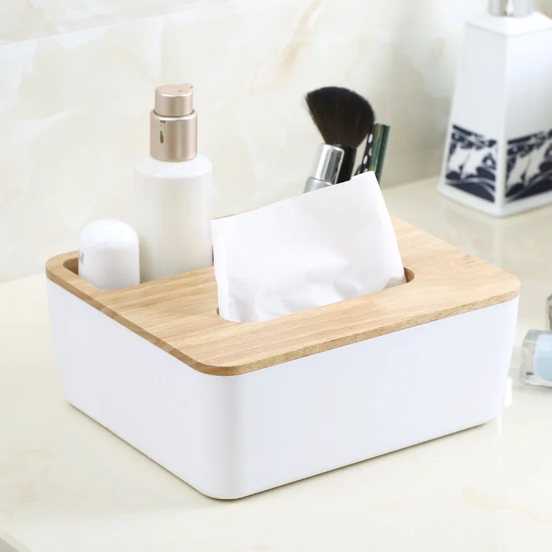 

White Household Desktop Storage Tissue Box Multifunctional Storage Tissue Box Creative Desktop Storage Tissue Box, Colors