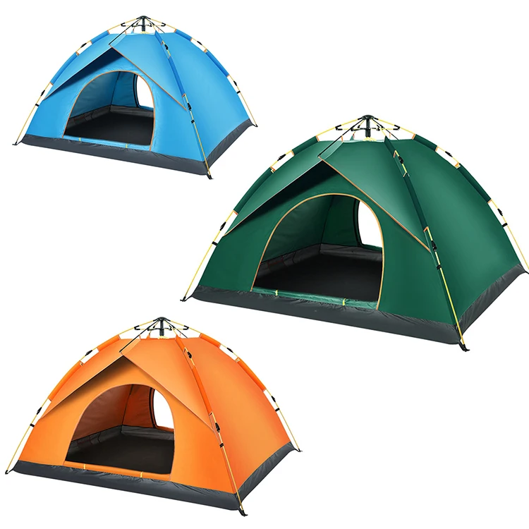 

Waterproof Outdoor Big Camping Tent Automatic Stretch Tent 4 Season Tent, Green/orange/blue