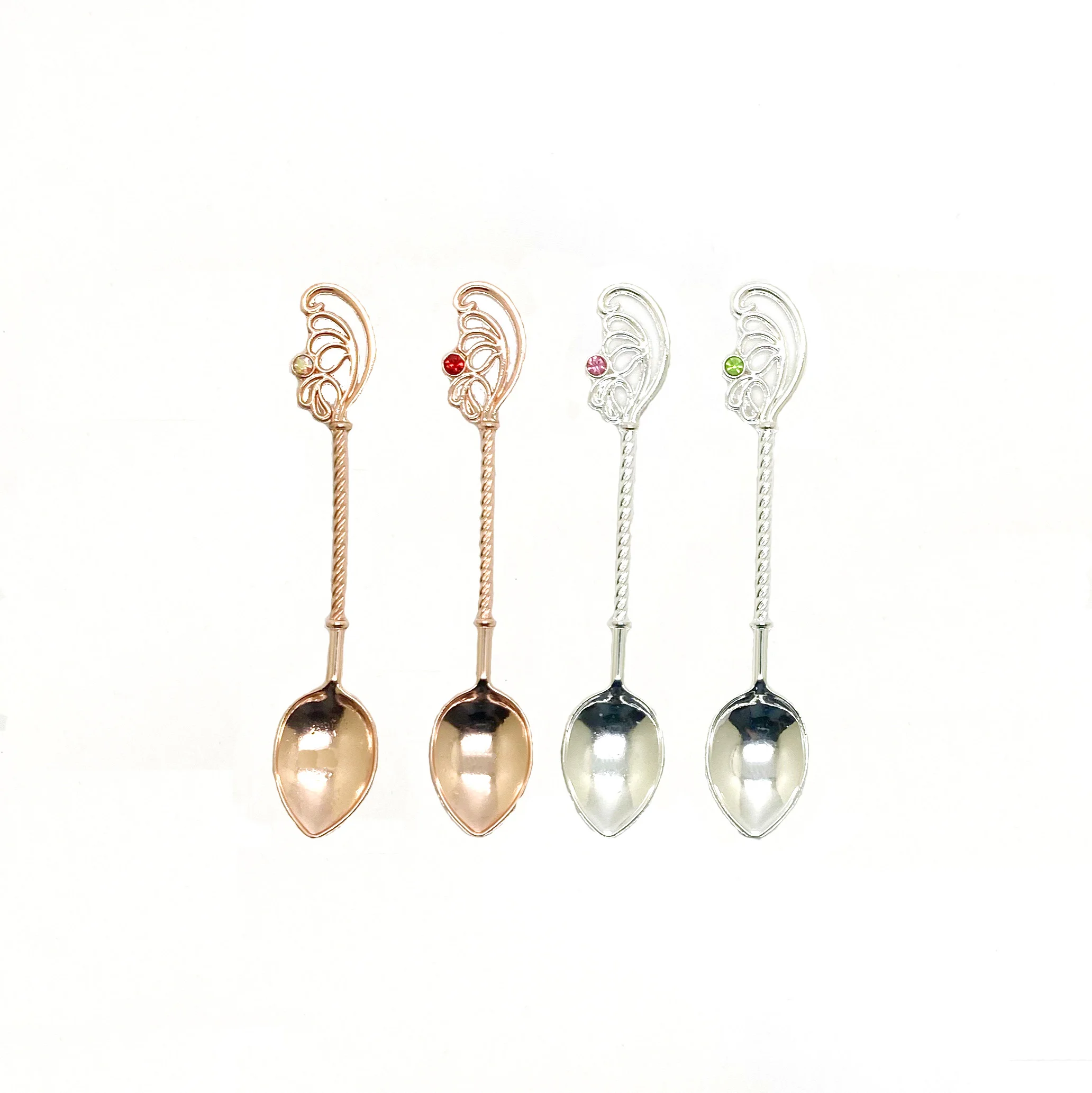 

Latest product fashionable design wing coffee spoon 110mm butterfly wings banquet wedding weeding spoon, Rose gold/silver