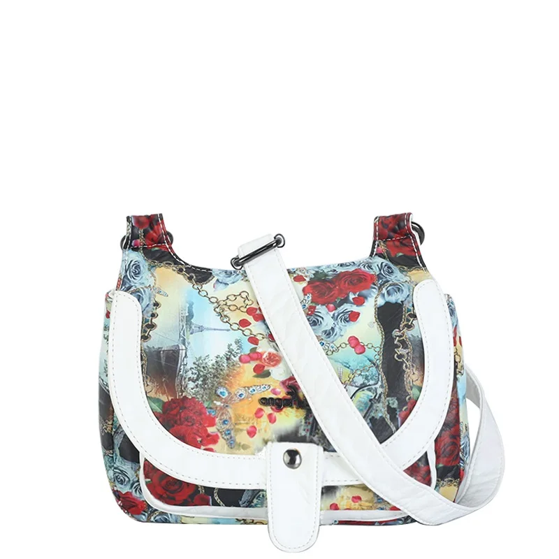 

Angek Kiss Floral Print Small Crossbody Sling Bag, Black;white