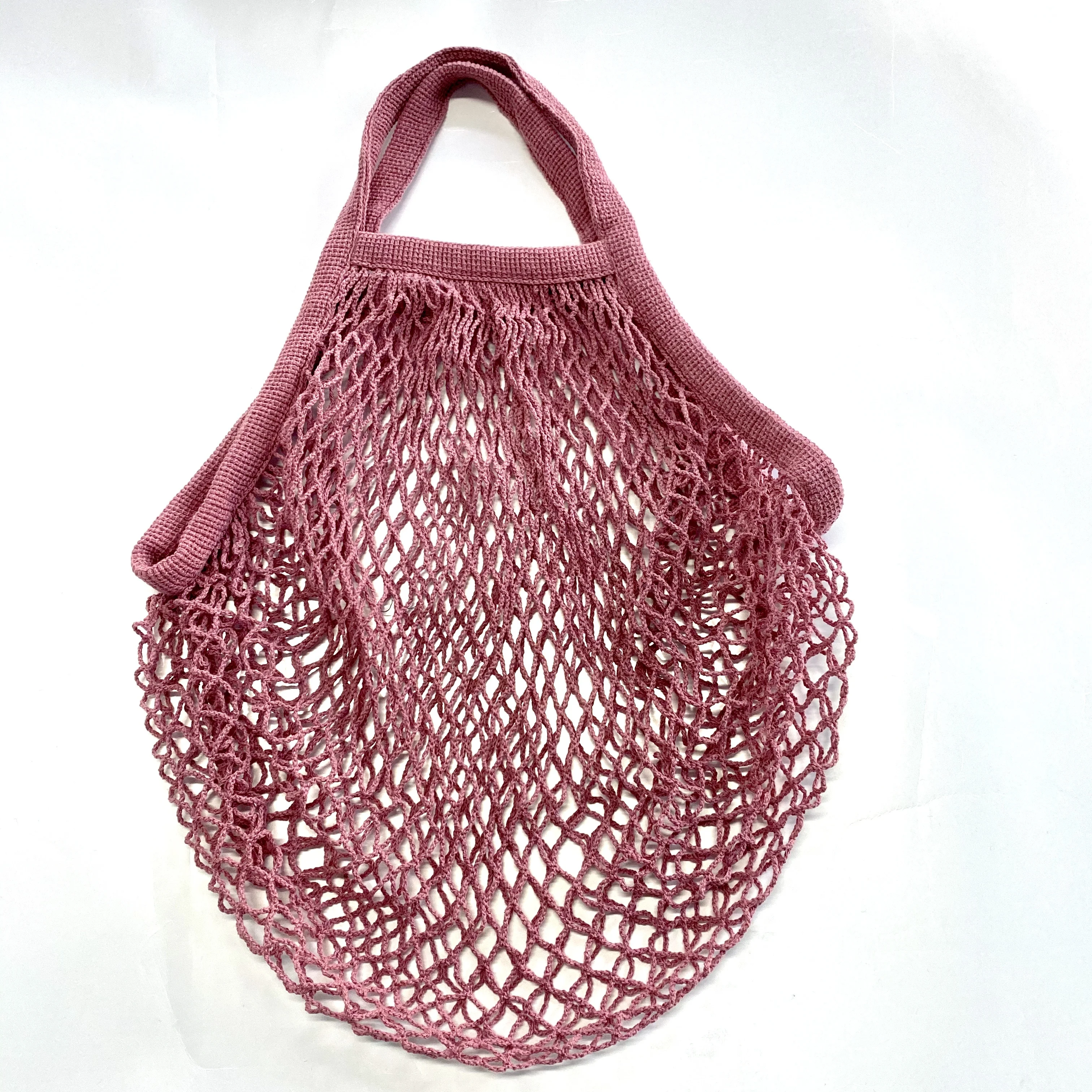 

Washable 100% cotton Eco Net Portable Market Bag for Fruit and Vegetables Short handle style, Colors