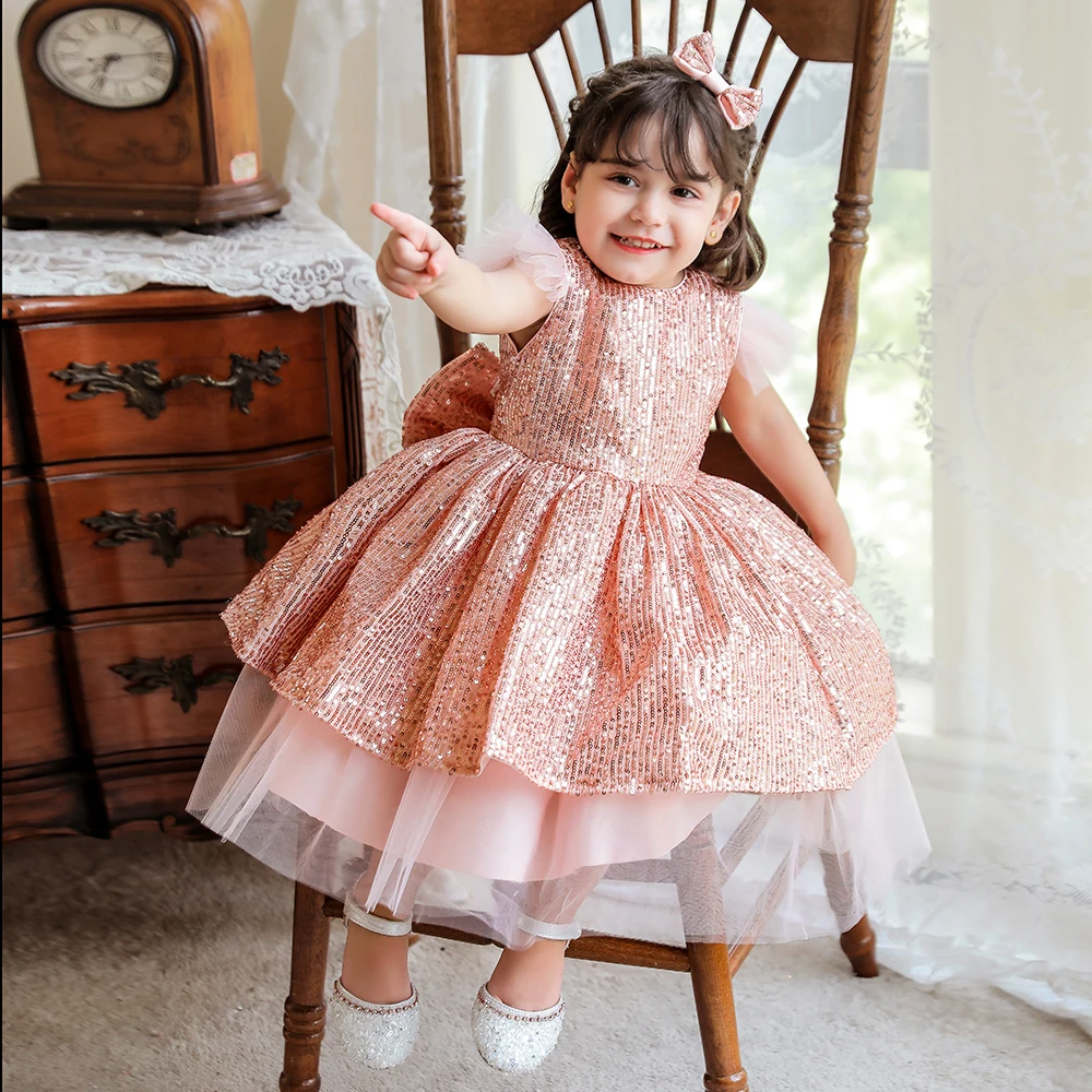 

MQATZ Baby Infant Girl Baptism Dress Flower Newborn Princess Gown Sequined Christening Dresses L2008XZ