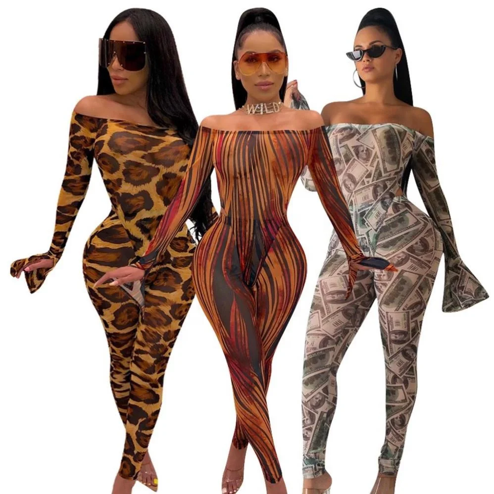 

OFN6322 New Sexy Off-The-Shoulder Jumpsuit For 2019, Red\white\yellow