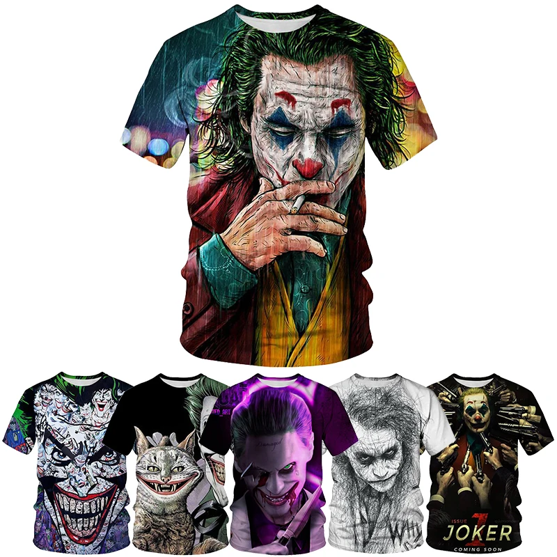 

2021 Summer Newest Clown 3D Printed Shirt for Men Joker Casual Clown Short Sleeve 3D Printing Shirt From Men Funny Tee Tops
