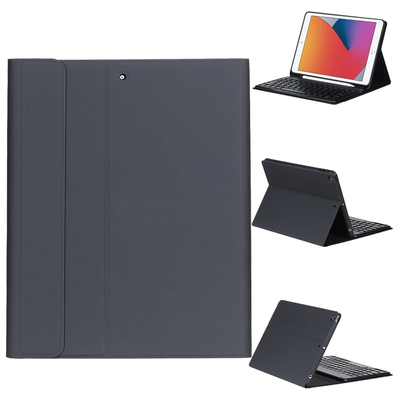 

Tablet wireless keyboard case with pencil slot PU leather case for iPad 10.2 2019 2020