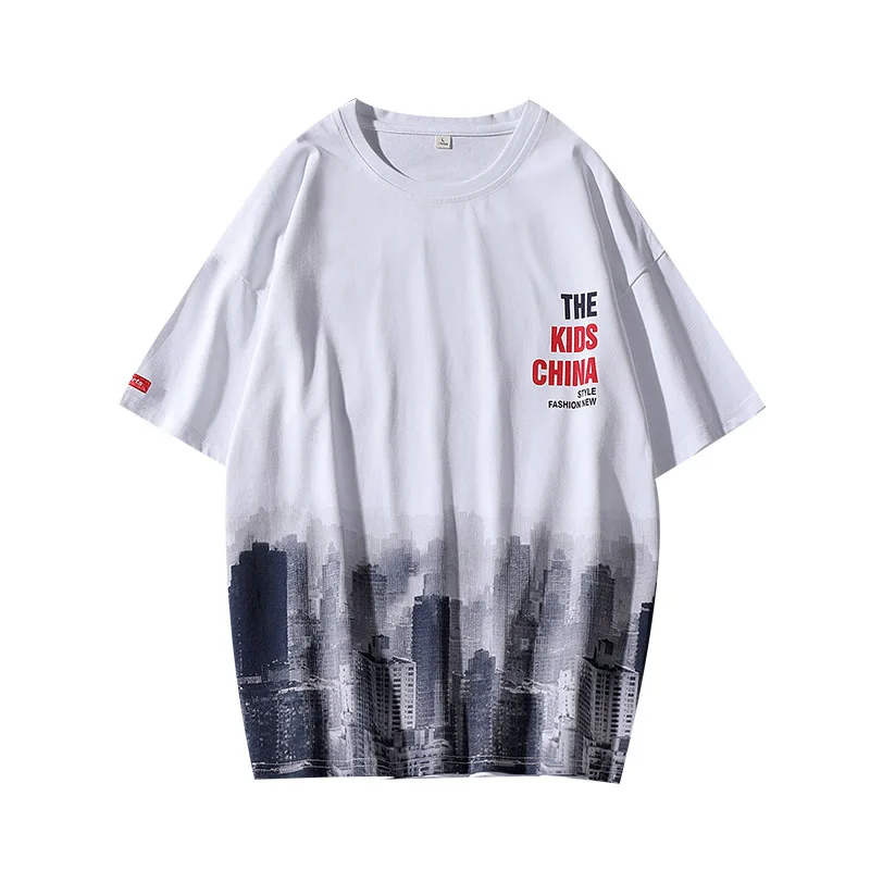 

The new summer print T-shirt fashion popular logo hip-hop short sleeve T-shirt loose men's shirt