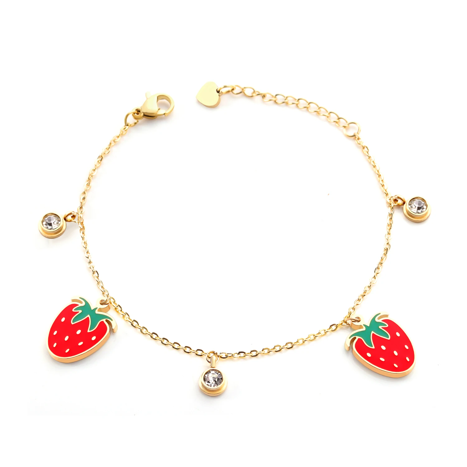 

Women Bracelet Jewelry Type Strawberry Pendant Bangle For Girls Cheap Price Stainless Steel Charm Bangles