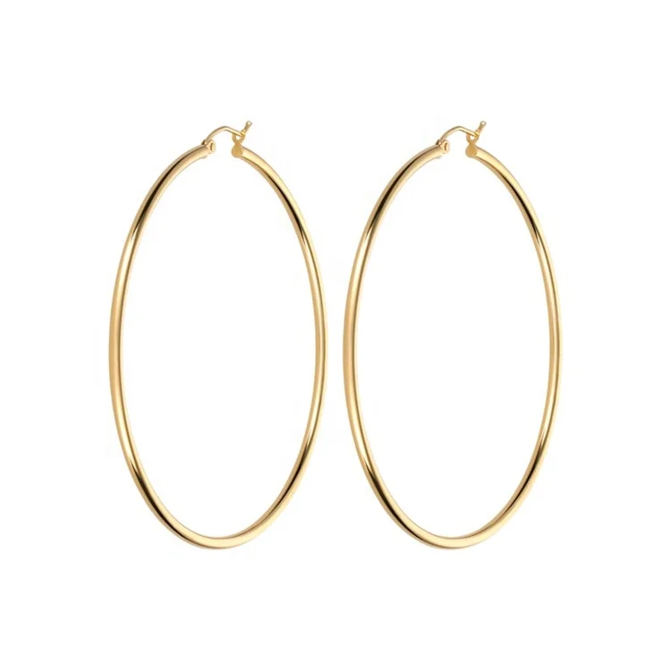 

Minimalist 18K Gold Plated Jewelry Stainless Steel Round Hypoallergenic Earrings, Classic Big Hoop Earrings for Women, Gold, rose gold, steel, black etc.