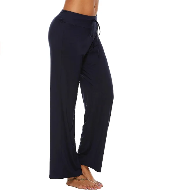 

Custom Bamboo Long Sleep Pants Women Solid Color Pajamas Bottoms Lounge Pants, Customized color
