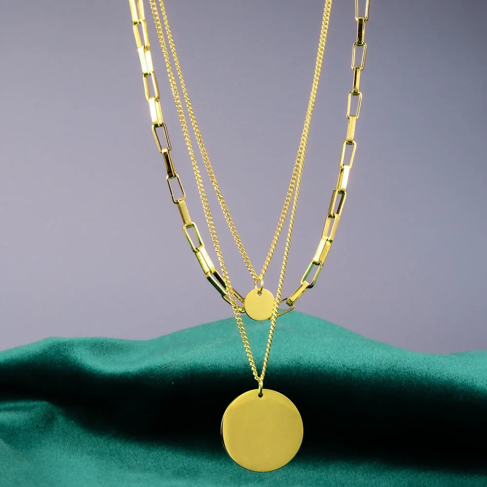 

Boho Coin Pendant Necklace for Women Gold Chain Round Coin Multilayer Choker Collares Necklace Wedding Jewelry