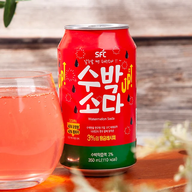 
Korean Fruit flavor Sparkling Canned Drink Watermelon Soda 350ml made in Korea 
