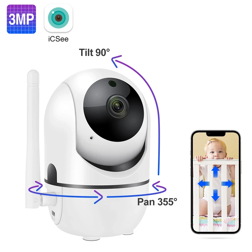 

Home Security Baby Monitor Wifi Camera Human Auto Tracking Two Way Audio Indoor Ip Camera