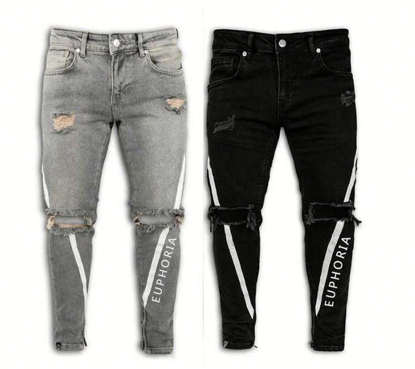 

Jhcentury Men Hole jeans Casual Slim pants Men's Trousers