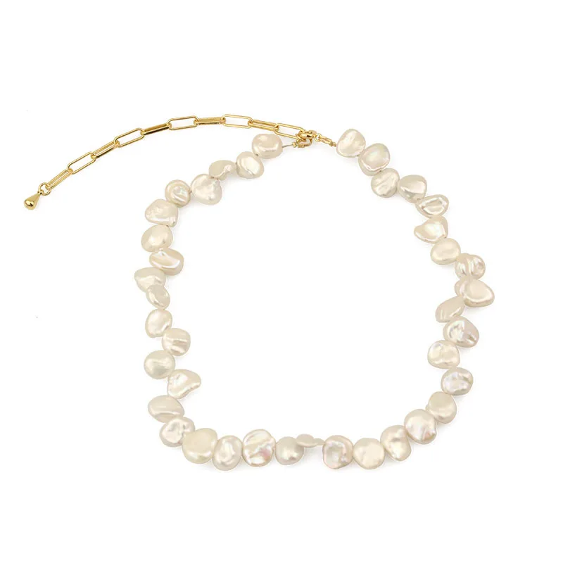 

Natural Real Baroque Pearl choker Collar Temperament Choker Necklace Gold Plated Necklace Pearl Necklace