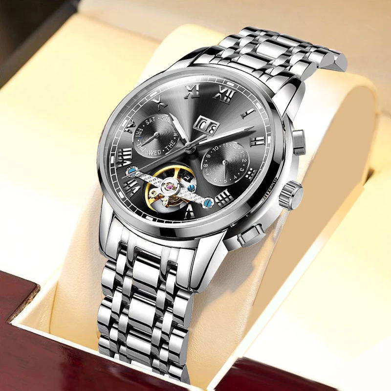 

Manufacturers man automatic wristwatch luxury design stainless steel tourbillon watch mechanical
